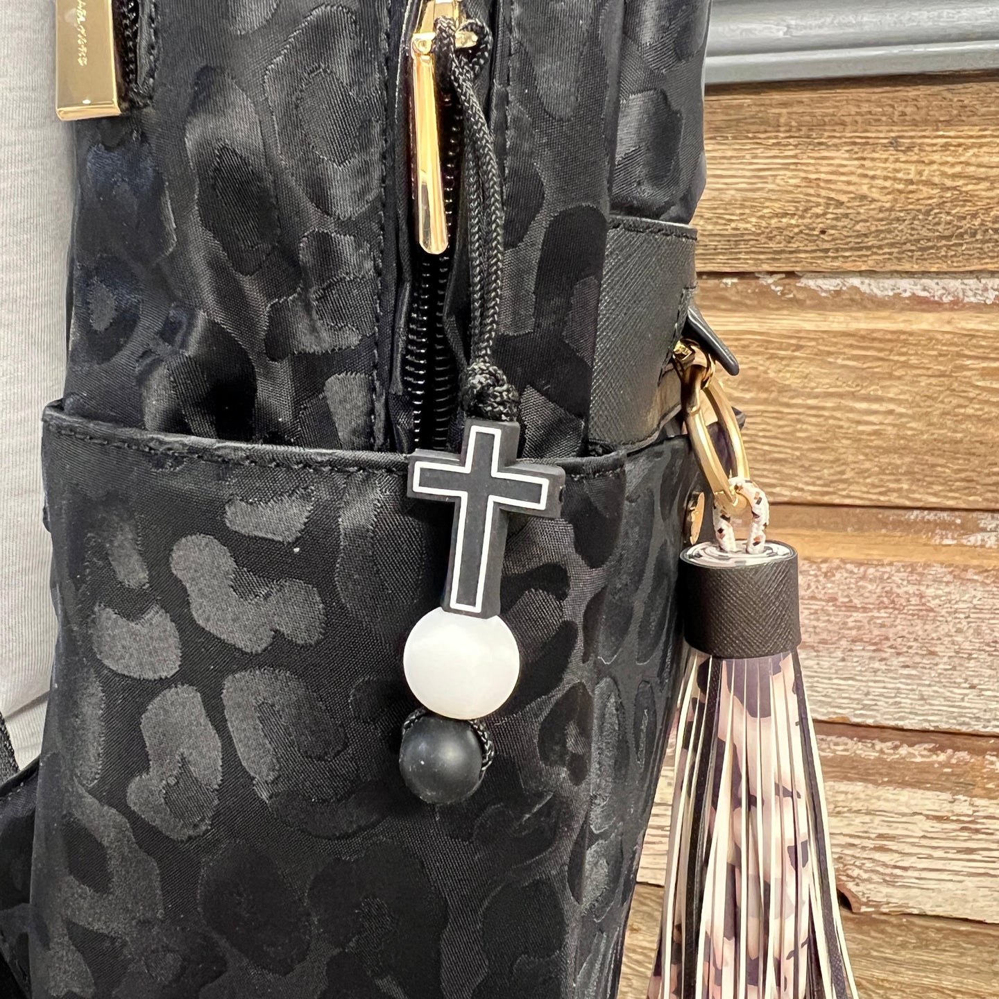Black Cross Zipper Charm
